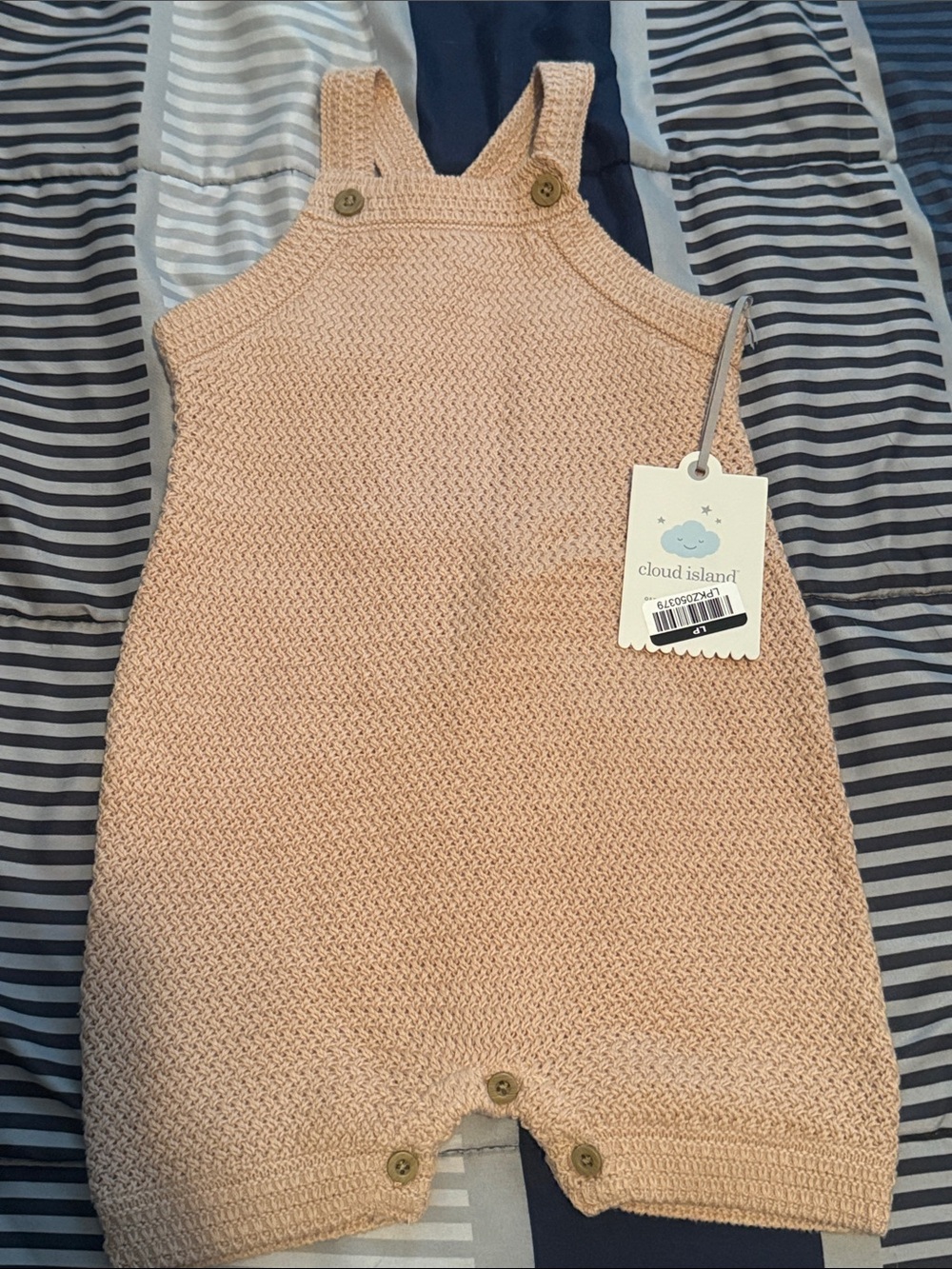 Baby Cloud Island Tan Knit Overall Romper